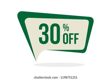 Modern Style Sale Discount Tags Vector 30% Off Promotion Badges Template. Flat Label Designs.