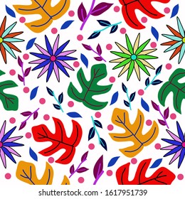 Modern style seamless decorative pattern in white background. Vector design for paper, prints, fabric, interior decor and other users