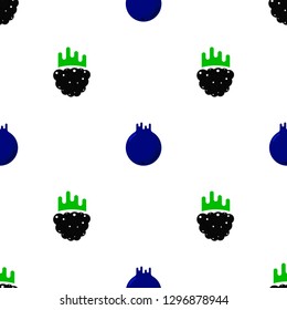 Modern style seamless vector texture with blackberry and blueberry.