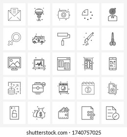 Conjunto de estilos moderno de 25 líneas basado en el usuario Pictograph Grid; cuartos; buceo; medida; Ilustración del vector de fotografía