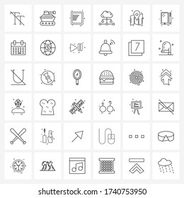 Modern Style Set of 36 line Pictograph Grid based map; network; war; share; file Vector Illustration