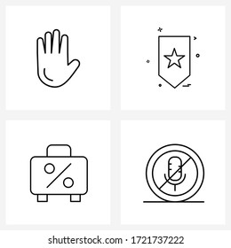 Modern Style Set of 4 line Pictograph Grid based care; bag; help; star; suitcase Vector Illustration