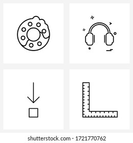 Conjunto de estilo moderno de la mordedura basada en el pictograma de 4 líneas. abajo; comer; música; ilustración del vector de educación