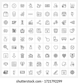 Modern Style Set of 81 line Pictograph Grid based animal; bird; cassette ; spray; deodorant Vector Illustration