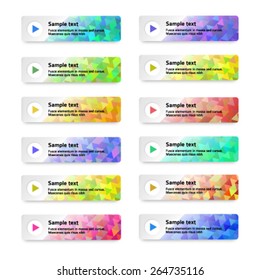 Modern style set Design element website banners horizontal. Vector Illustration EPS 10. Can be used for chart process the financial company, web buttons template, web site page presentation