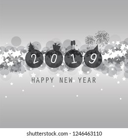 Modern Style SIlver Grey New Year Card, Cover or Background Design Template - 2019