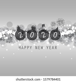 Modern Style SIlver Grey New Year Card, Cover or Background Design Template - 2020