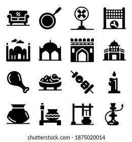 
Iconos sólidos de estilo moderno de la cultura paquistaní