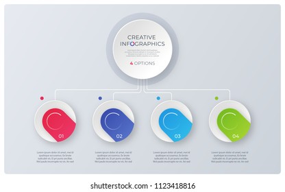 Modern style structure chart, infographic design, visualization template with four options. Vector illustration.