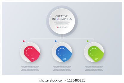 Modern style structure chart, infographic design, visualization template with three options. Vector illustration.