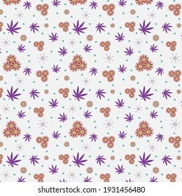 Modern style Summer flower repeat pattern for fabric, textile design with white background