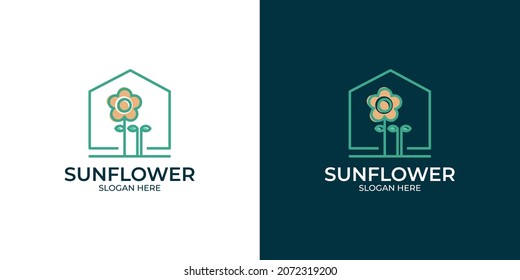 modern style sunflower logo set