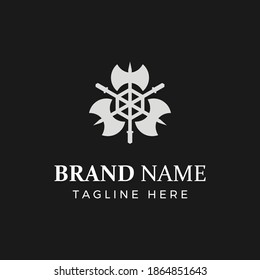 Modern style three ancient axes in triangle shape logo template