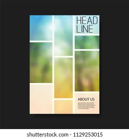 Modern Style Tiled Flyer or Cover Design for Your Business with Blurred Forest Image - Applicable for Reports, Presentations, Placards, Posters, Travel Guides 