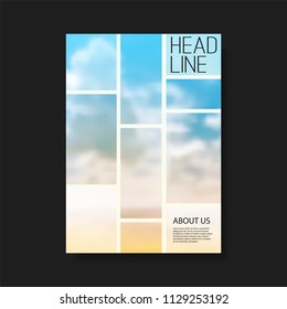 Modern Style Tiled Flyer or Cover Design for Your Business with Blurry Blue Sky View Image - Template Applicable for Reports, Presentations, Placards, Posters, Travel Guides 