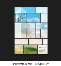 Modern Style Tiled Flyer or Cover Design for Your Business with Blurry Blue Sky View Image - Template Applicable for Reports, Presentations, Placards, Posters, Travel Guides 