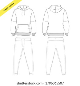 Modern Style Tracksuit Hoodie and Long-Pants White, Modern Vectorize File Commercial Use svg