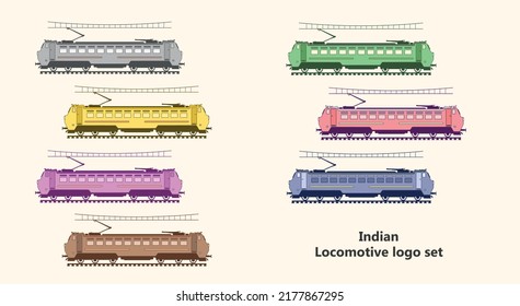 Modern style Train Logo, Locomotive logo for travel set, Indian Train, Logo design, Modern train logos, train logo set, loco motive