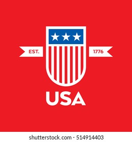 A modern style vector American crest featuring stars and stripes