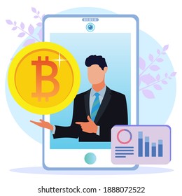 Modern style vector illustration. Bitcoin digital business concept for web pages, banners, presentations, social media. Investments for bitcoin and blockchain. mining, currency, server room.