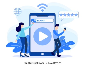 Modern style vector illustration. The character of a person who is part of a team that works together on seo. Can be used for web banners, infographics, hero images.