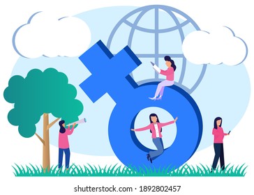 Modern style vector illustration. the concept of women, emancipation, a sign of feminism, women's power, the women's empowerment movement, gender equality.