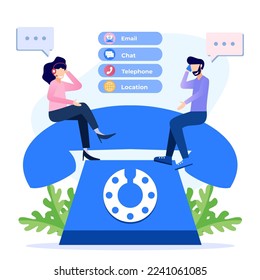 Modern style vector illustration. Contact the person on the communication device. contact list of people on the phone, Contact us. For websites, landing pages, UI, mobile apps, posters, banners.