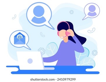 Ilustración vectorial de estilo moderno. Póngase en contacto con la persona del dispositivo de comunicación. lista de contactos de personas por teléfono, Contáctenos. Para sitios web, páginas de inicio, UI, aplicaciones móviles, afiches, banners.