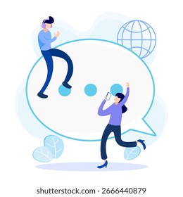 Ilustração de vetor de estilo moderno. Entre em contato com a pessoa no dispositivo de comunicação. lista de contatos de pessoas no telefone, Entre em contato conosco. Para sites, landing pages, UI, aplicativos móveis, cartazes, banners.