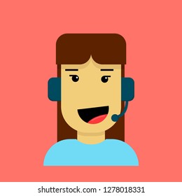 Modern style vector illustration of a happy girl working in communication company.