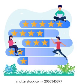 Modern style vector illustration isolated on white background. Online feedback or rating concept banner. Can be used for web banners, infographics, hero images.