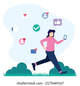 Modern style vector illustration Social media concept with people character getting a lot of followers.