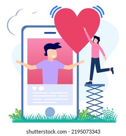 Modern style vector illustration Social media concept with people character getting a lot of followers.