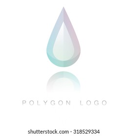 Modern style water drop polygon logo with reflection. 