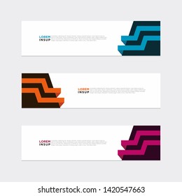 Modern style of web banner template - Abstract geometric web design banner template isolated on dark grey background with many colors