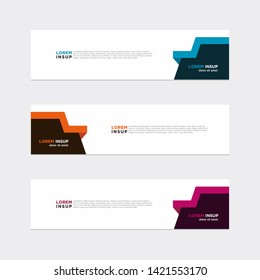 Modern style of web banner template - Abstract geometric web design banner template isolated on dark grey background with many colors