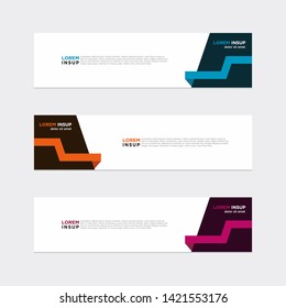 Modern style of web banner template - Abstract geometric web design banner template isolated on dark grey background with many colors