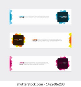 Modern style of web banner template - Abstract geometric web design banner template isolated on dark grey background with color element