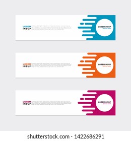 Modern style of web banner template - Abstract geometric web design banner template isolated on dark grey background with color element