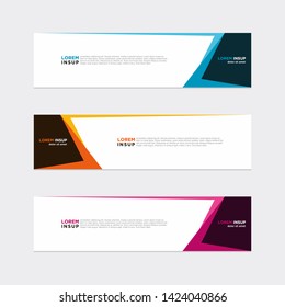 Modern style of web banner template - Abstract geometric web design banner template isolated on dark grey background with color element gradient