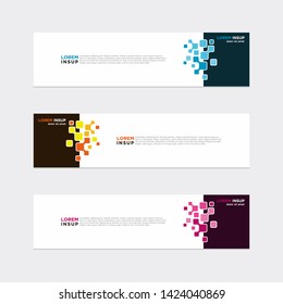 Modern style of web banner template - Abstract geometric web design banner template isolated on dark grey background with color element gradient