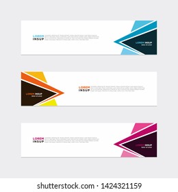 Modern style of web banner template - Abstract geometric web design banner template isolated on dark grey background with element