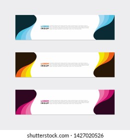 Modern style of web banner template - Abstract geometric web design banner template isolated on dark soft grey background