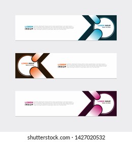 Modern style of web banner template - Abstract geometric web design banner template isolated on dark soft grey background