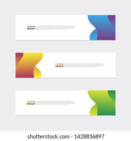 Modern style of web banner template - Abstract geometric web design banner template isolated on dark with color element gradient