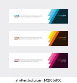 Modern style of web banner template - Abstract geometric web design banner template isolated on dark with color element gradient