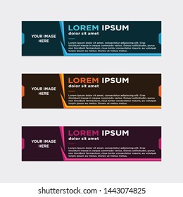 modern style of web banner template
-abstract geometric web design banner template isolated on dark grey background