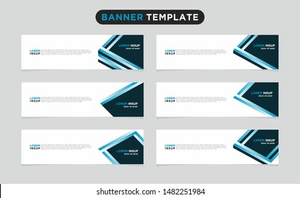 Modern style of web banner template - Abstract geometric web design banner template isolated on dark grey background with six artboard one colors options
