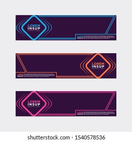 modern style of web banner template
-abstract geometric web design banner template isolated on dark grey background