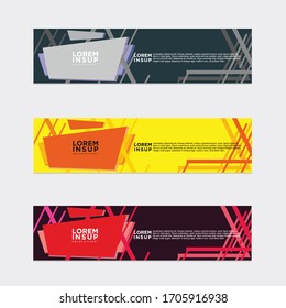 estilo moderno de plantilla de banner web
-plantilla de banner de diseño geométrico abstracto aislada en fondo gris oscuro